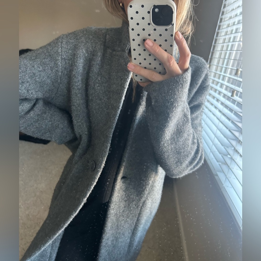 White + Warren Grey Wool Blend Oversized Coat – XS